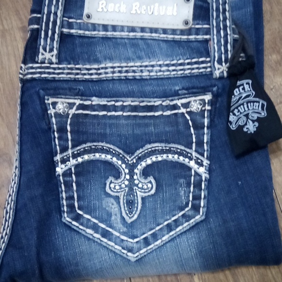 Rock Revival NWT Women's Jeans 26 Alanis Boot Cut Embellished Rhinestones - Picture 5 of 11